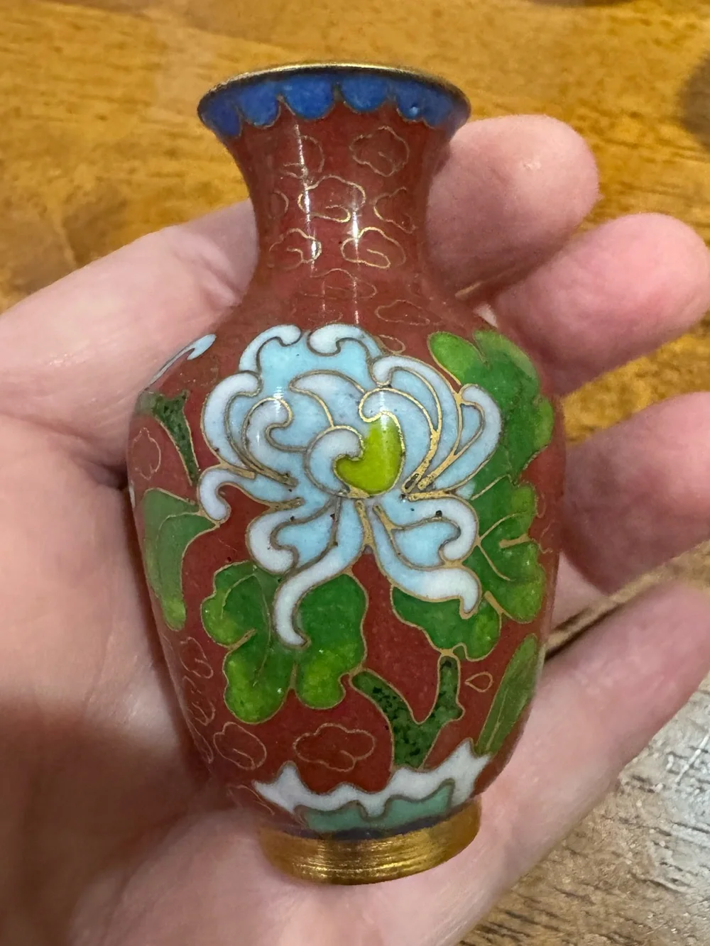 Set of Vintage 3 Mini Chinese Cloisonné Vases